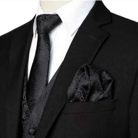 GIOBERTI Classic 4pc Jacquard Paisley Vest Set Black Size XL - Picture 4 of 6